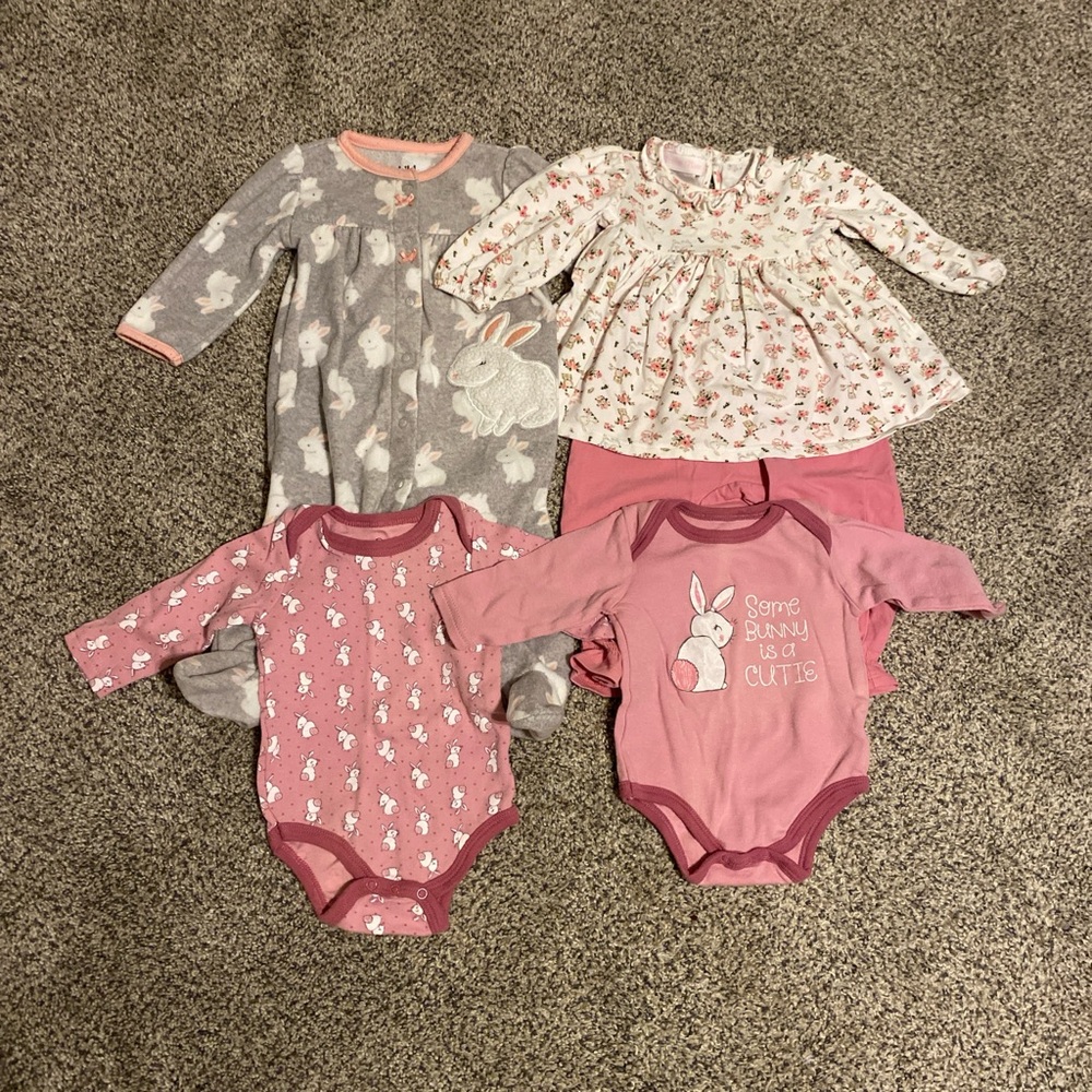 Adorable Bunny Print Kids One Piece Set
